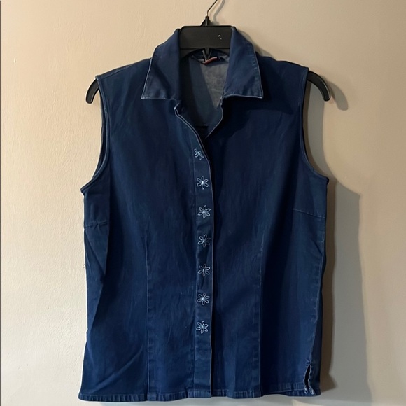 Denver Hayes Blue Button Down Shirt with Notched Collar - Picture 1 of 5